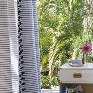 Anthropologie Pom Tassel Curtain 2 panels  (Used)